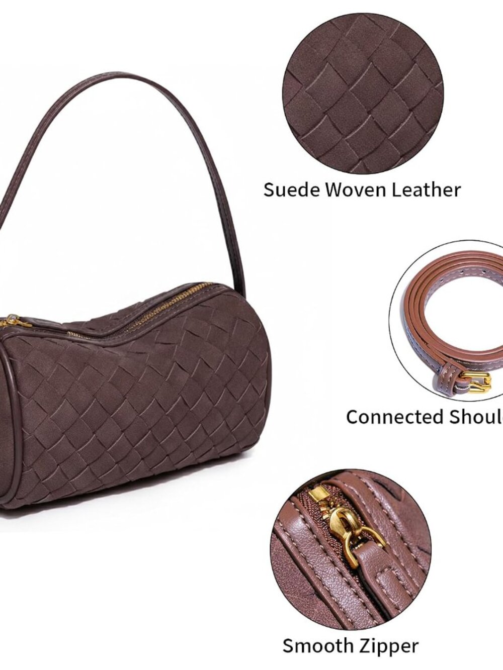 Mini Small Crossbody purses for women, Hobo Bags for Women, Suede Woven Shoulder - Picture 3 of 6